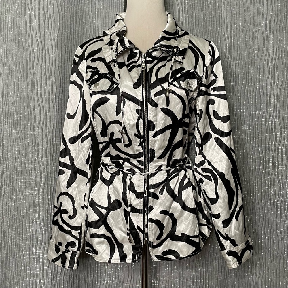 Chico’s satin zip front bomber jacket